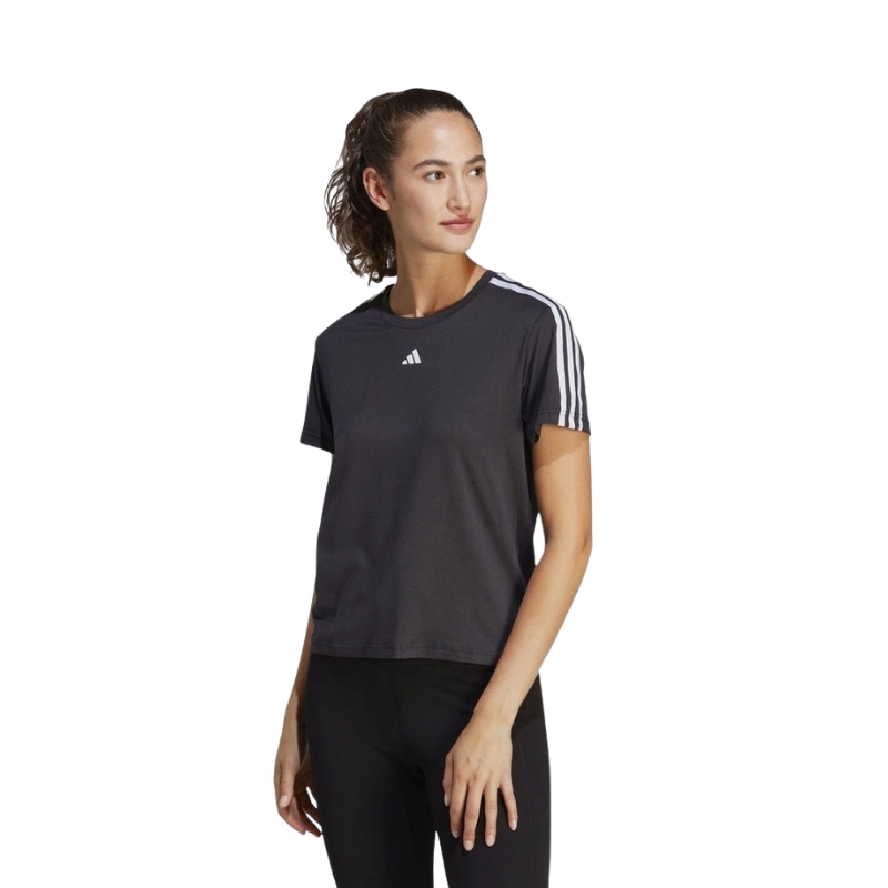 Adidas 3-Stripes T-Shirt Black/White Front View