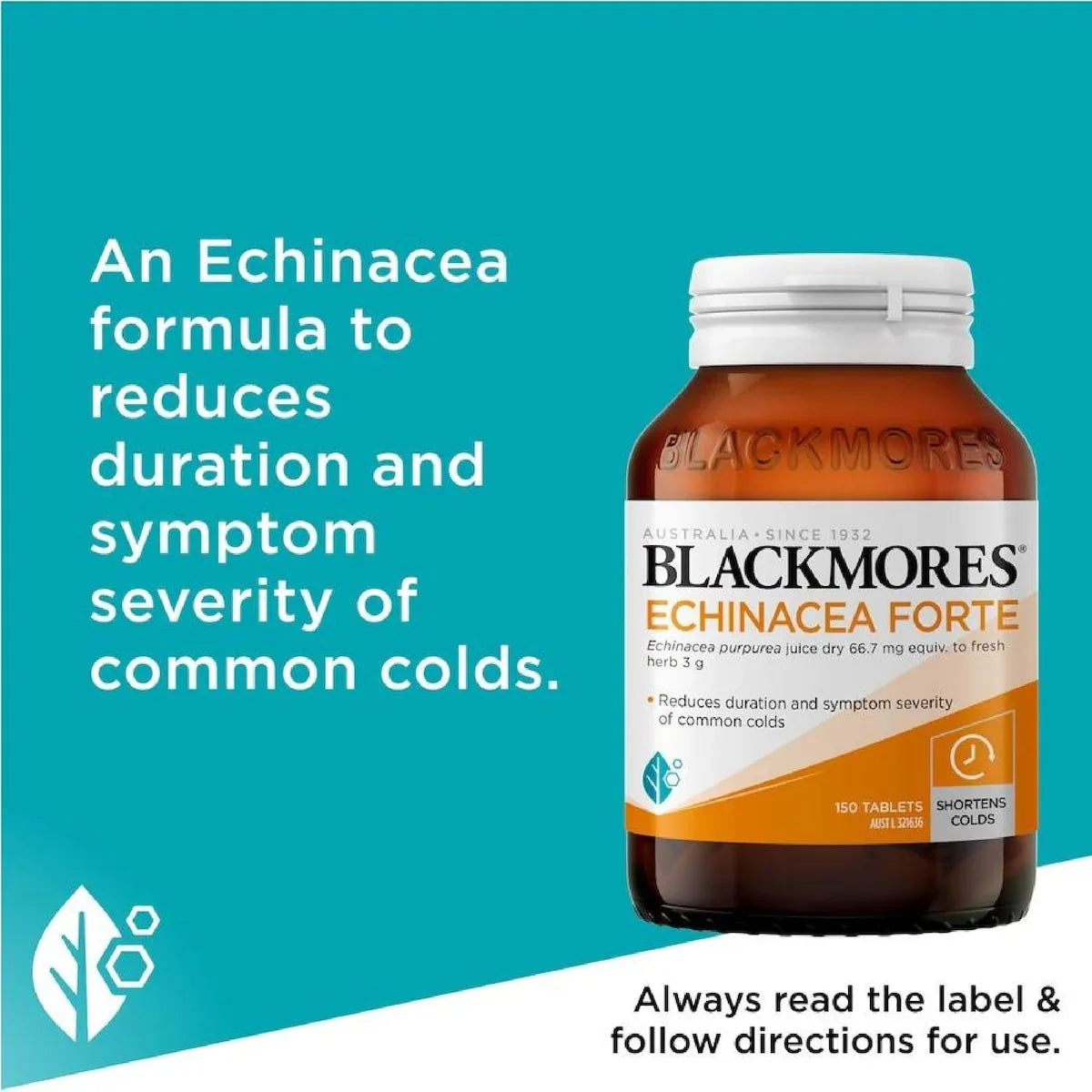Blackmores Echinacea Forte 3000mg 150 Tablets - Immune Support Supplement for Cold Relief