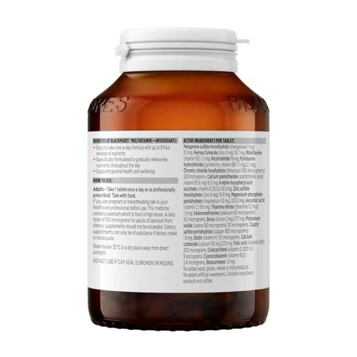Blackmores Sustained Release Multi + Antioxidants 180 Tablets, view 4