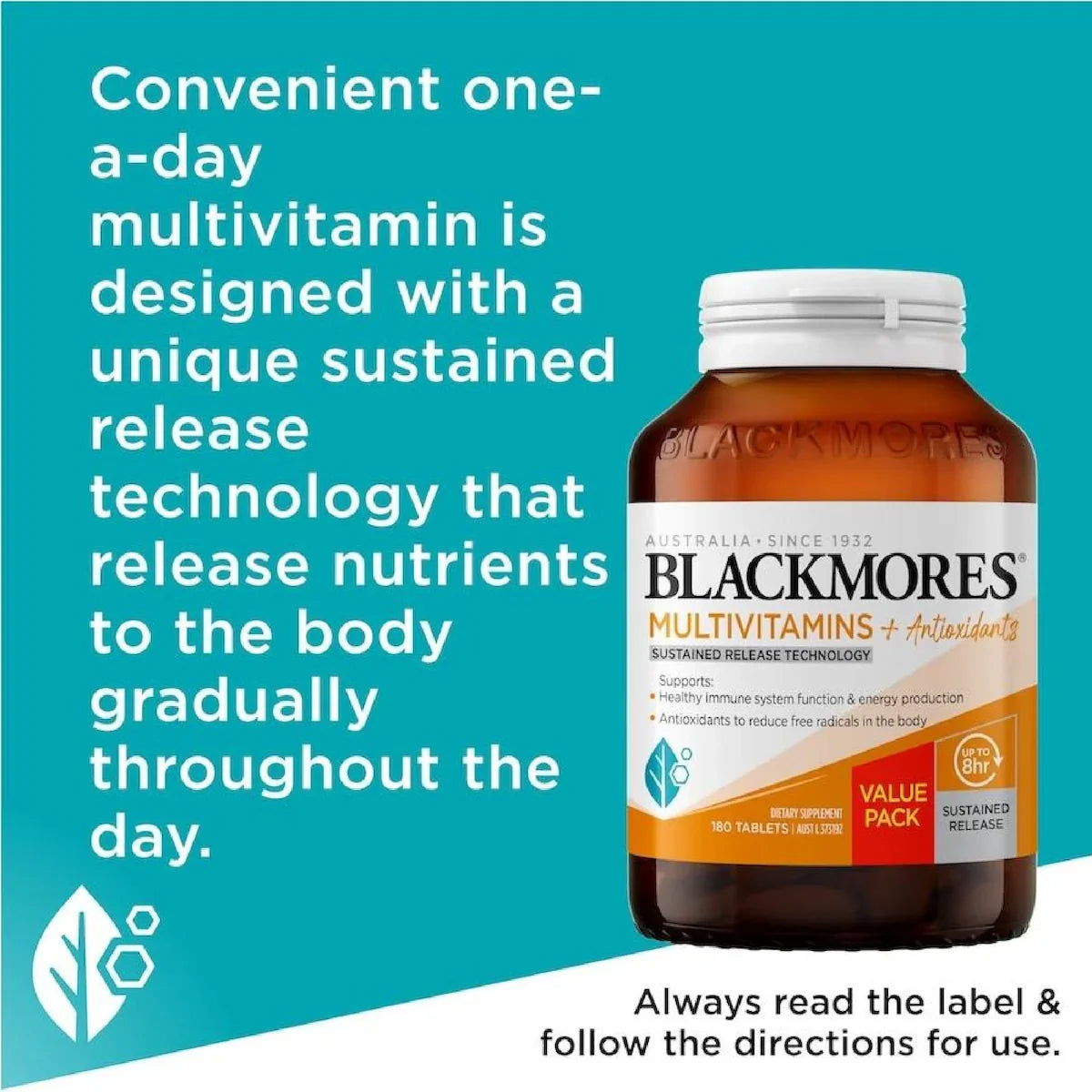 Blackmores Sustained Release Multi + Antioxidants 180 Tablets, view 5