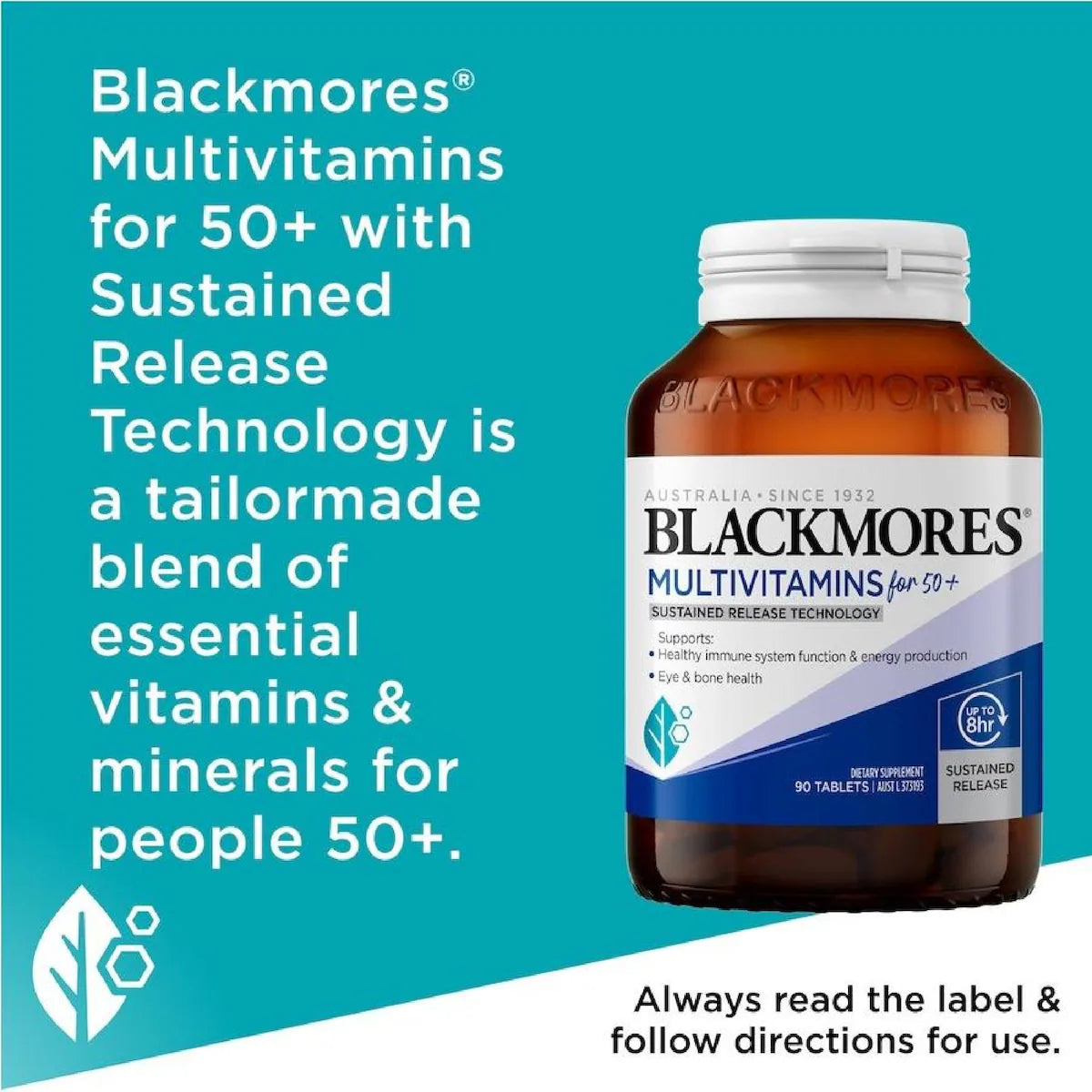 Blackmores Sustained Release Multivitamins for 50+ 90 Tablets, view 5