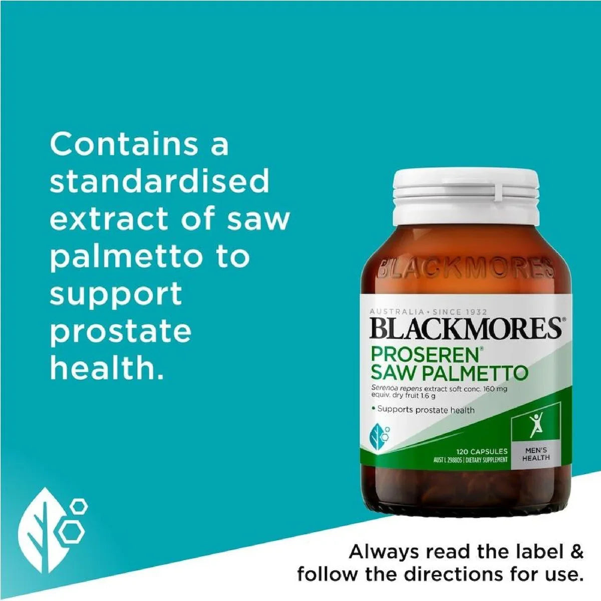 Blackmores Proseren Saw Palmetto Prostate Support 120 Capsules, view 5