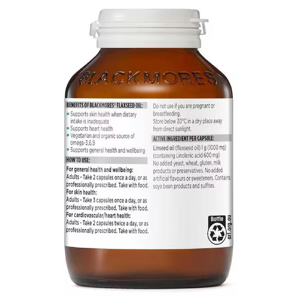 Blackmores Flaxseed Oil 100 Vege Capsules, view 4