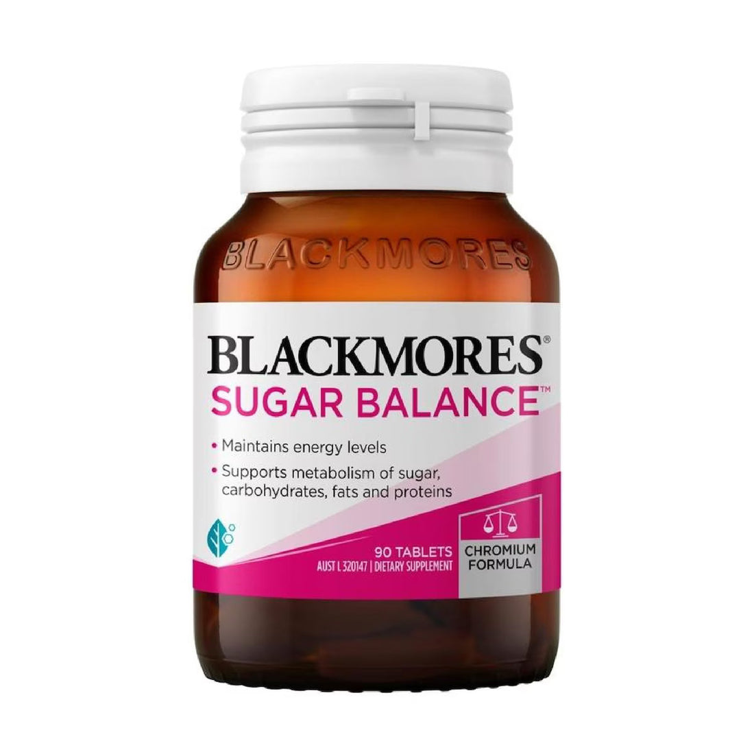 Blackmores Sugar Balance 90 Tablets bottle, promoting healthy blood sugar levels and supporting overall metabolic health.