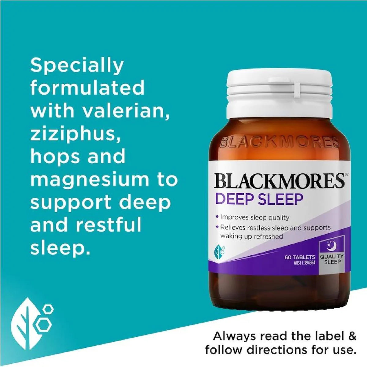 Blackmores Deep Sleep 60 Tablets, natural sleep aid for better rest.
