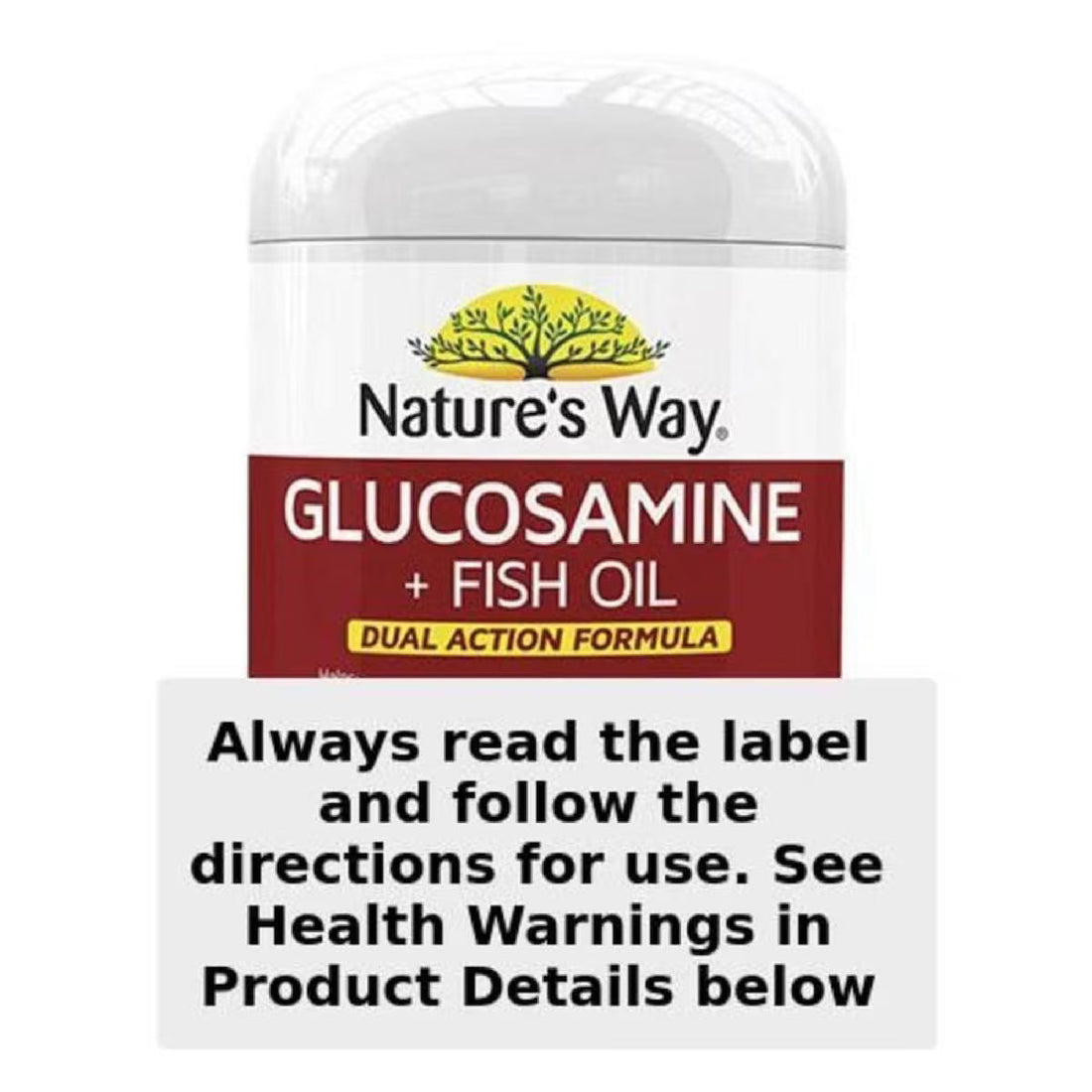 Nature’s Way Glucosamine & Fish Oil 200 Capsules bottle – joint support supplement combining glucosamine and omega-3 fish oil for healthy joints and mobility.