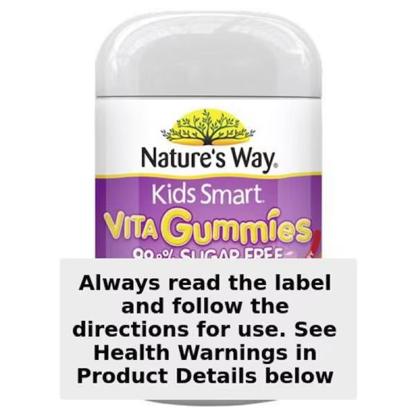 Nature’s Way Kids Smart Vita Gummies 99% Sugar Free Multivitamin Trio Flavour 150 pack bottle with colorful kids vitamins for daily health support.
