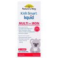 Nature's Way Kids Smart Liquid Multi + Iron 200ml, a vibrant liquid supplement for kids, featuring essential vitamins and minerals to support healthy growth and development with added iron.