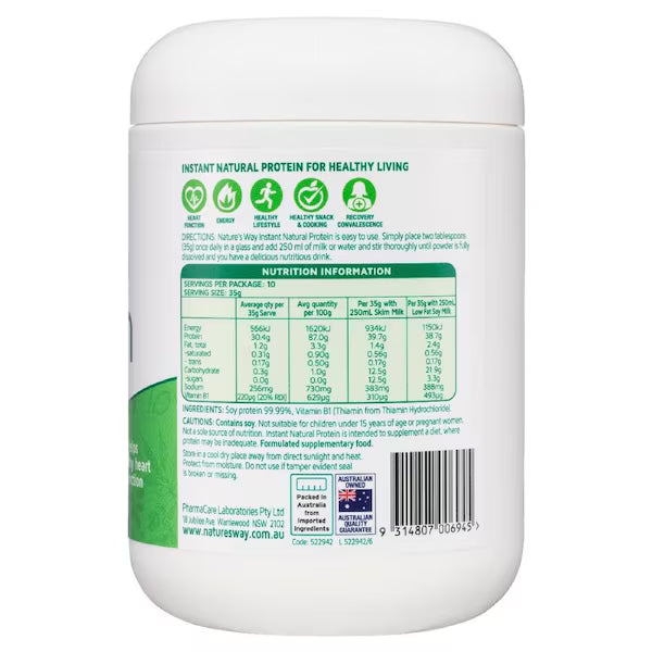 Natures Way Instant Natural Protein 375g Natural Flavor Packaging