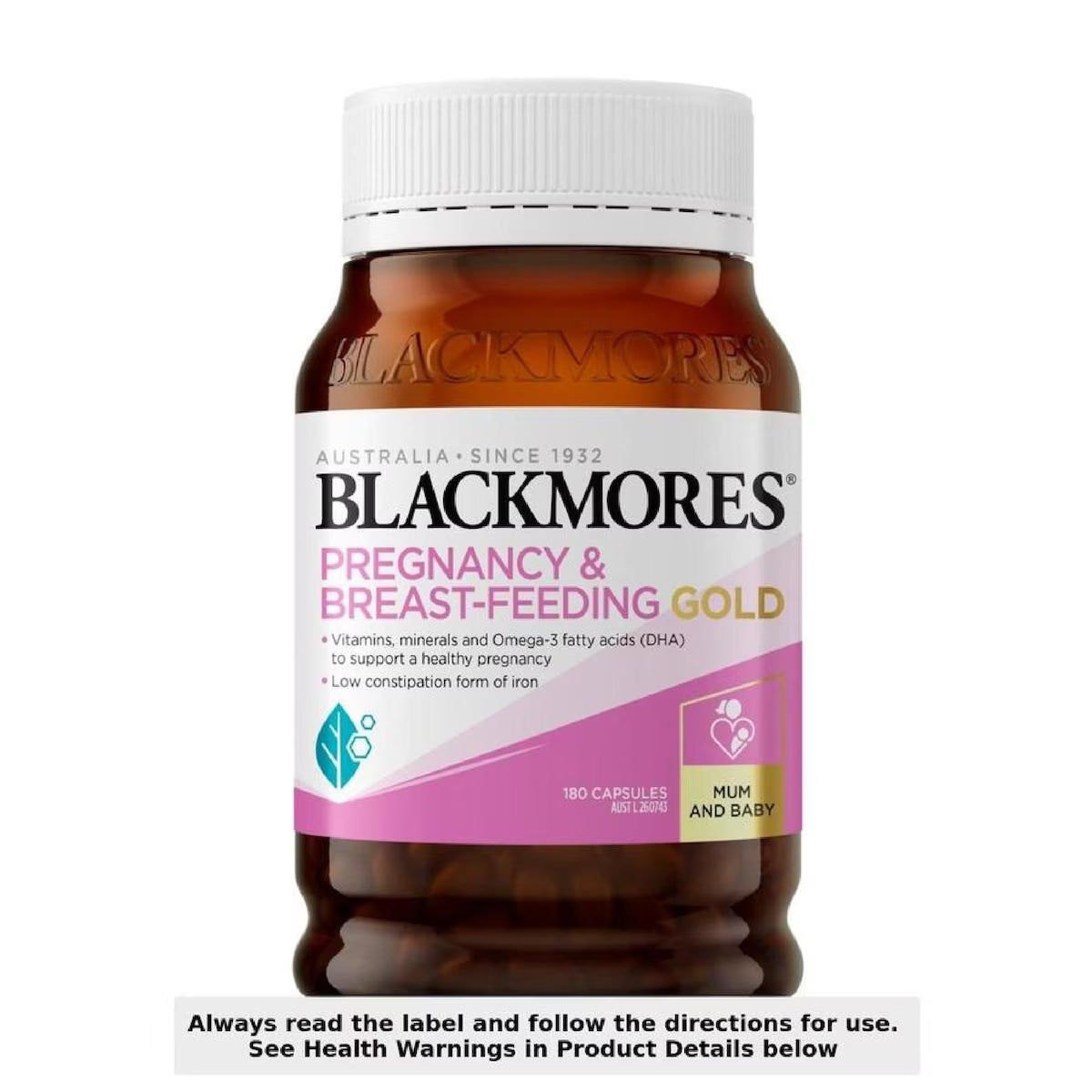 Blackmores Pregnancy & Breastfeeding Gold 180 Capsules, view 1