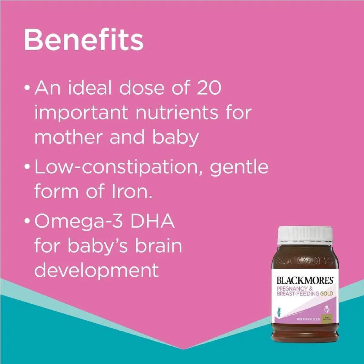 Blackmores Pregnancy & Breastfeeding Gold 180 Capsules - Essential nutrients for expecting and breastfeeding mothers
