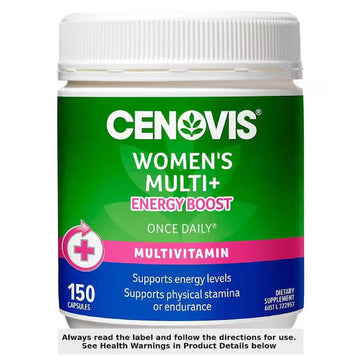Cenovis Women's Multi+ Energy Boost 150 Capsules – daily multivitamin supplement for women supporting energy, vitality, and overall wellbeing.
