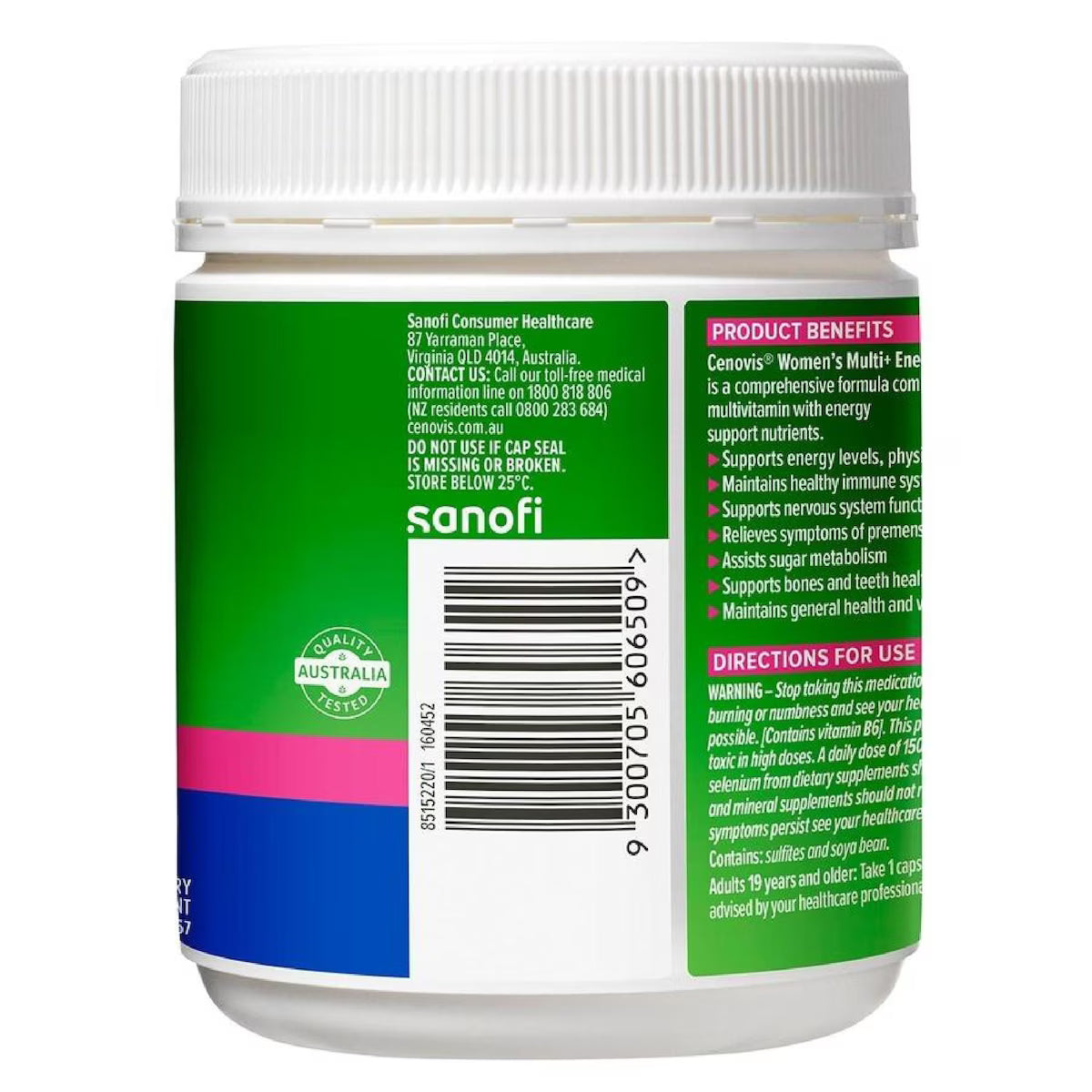 Cenovis Women's Multi+ Energy Boost 150 Capsules – daily multivitamin supplement for women supporting energy, vitality, and overall wellbeing.