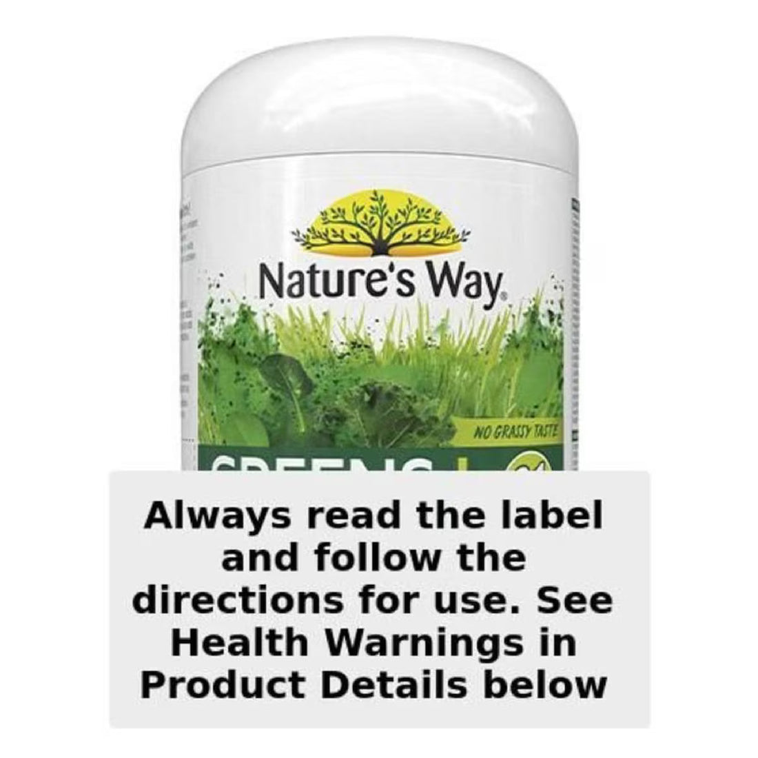 Natures Way Green + Superfood Powder 300g jar — premium green superfood blend with natural vitamins, antioxidants, and plant-based nutrients for daily wellness.