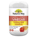 Nature’s Way Apple Cider Vinegar Max 1200mg 90 Tablets bottle with label showcasing dietary supplement for digestion and weight management.