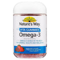 Nature's Way Adult Vita Gummies Omega-3 110 Pack, a bottle of omega-3 gummies designed for adult health, featuring a convenient 110-count supply of soft, chewable gummies for heart, brain, and joint support.