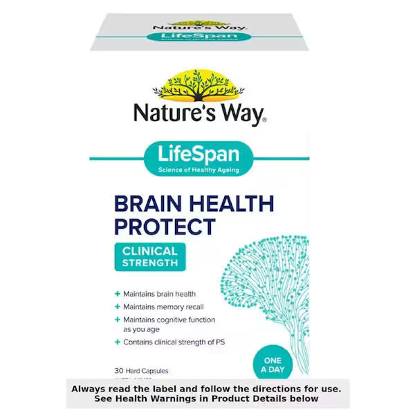 Natures Way Lifespan Brain Health Protect 30 Capsules – premium brain health supplement supporting memory, focus, and cognitive function with natural ingredients.
