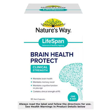 Natures Way Lifespan Brain Health Protect 30 Capsules – premium brain health supplement supporting memory, focus, and cognitive function with natural ingredients.