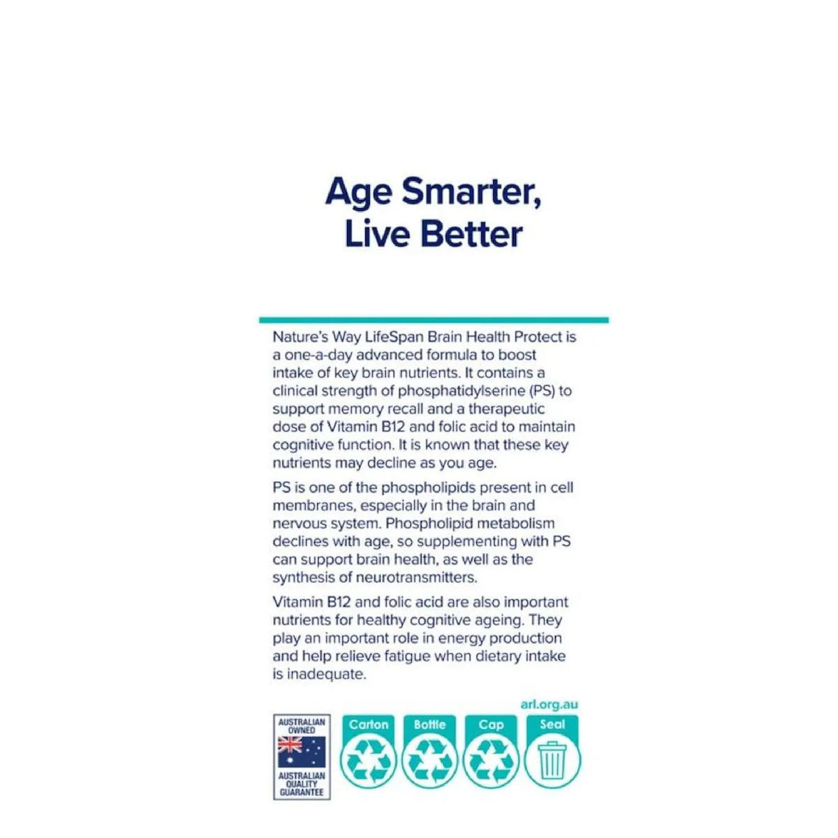 Natures Way Lifespan Brain Health Protect 30 Capsules – premium brain health supplement supporting memory, focus, and cognitive function with natural ingredients.