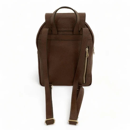 Stylish brown leather women’s backpack with laptop compartment, adjustable straps, and premium handmade design — perfect for work, travel, and everyday use.