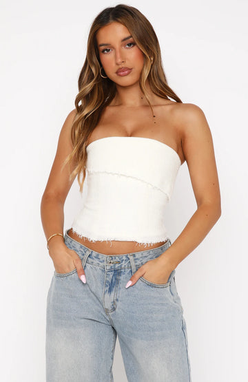 On The Outside Strapless Bustier Off White | Women's Bustier Top