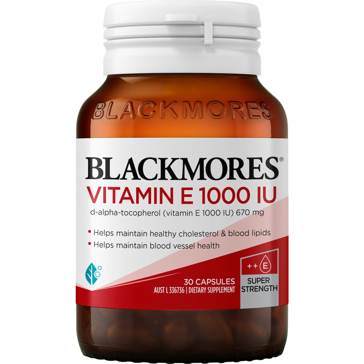 Blackmores Vitamin E 1000IU Cholesterol Health Capsules 30 pack, view 1