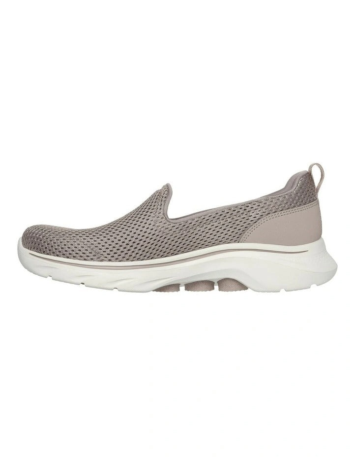 Skechers Go Walk 7 Razi Shoes in TPE Taupe - lightweight cushioned walking sneakers with breathable comfort
