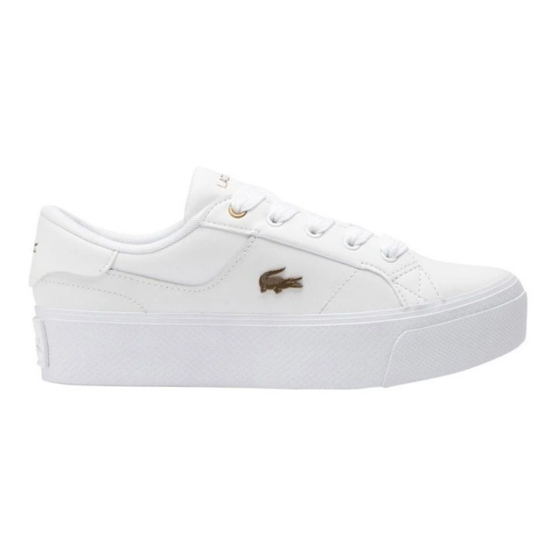 Lacoste Ziane Platform Leather Sneaker in White, view 1