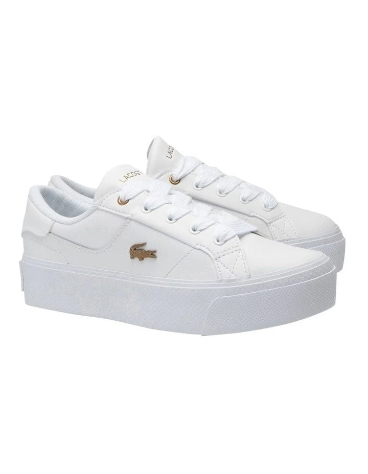 Lacoste Ziane Platform Leather Sneaker in White, view 2