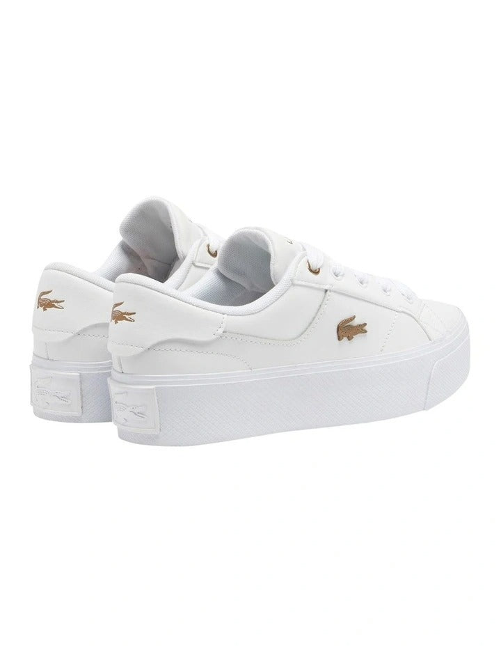Lacoste Ziane Platform Leather Sneaker in White, view 3