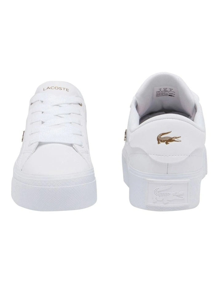 Lacoste Ziane Platform Leather Sneaker in White, view 5