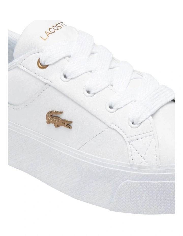 Lacoste Ziane Platform Leather Sneaker in White, view 6