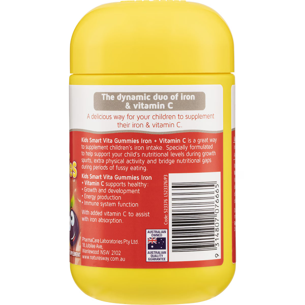 Nature's Way Kids Smart Vita Gummies Iron + Vitamin C 60 Pack — chewable gummy vitamins for kids, supporting healthy iron levels, energy, and immune function.