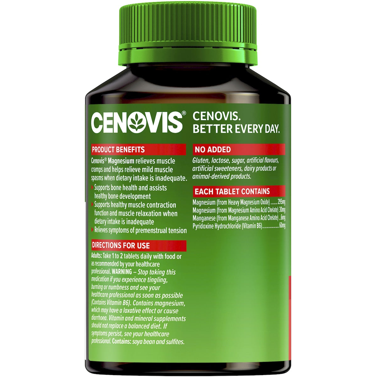 Cenovis Magnesium Tablets 120 Pack – Muscle Health Supplement for Energy and Recovery Support
