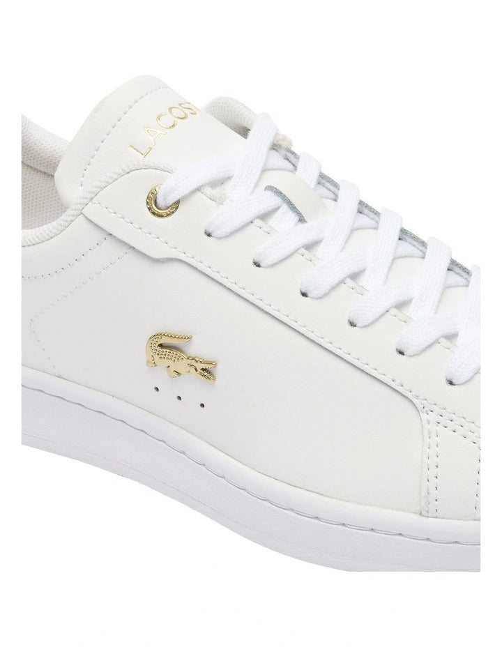 Lacoste Carnaby Pro Leather Sneakers in White/Gold, view 6