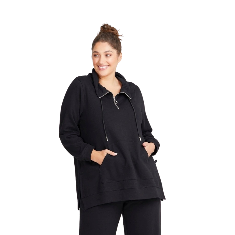 Taking Shape Funnel Neck Active Tunic in Black, view 1