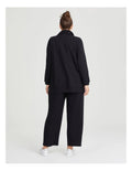 Taking Shape Funnel Neck Active Tunic in Black with long sleeves, half zip, kangaroo pocket, and ribbed details for plus size comfort.