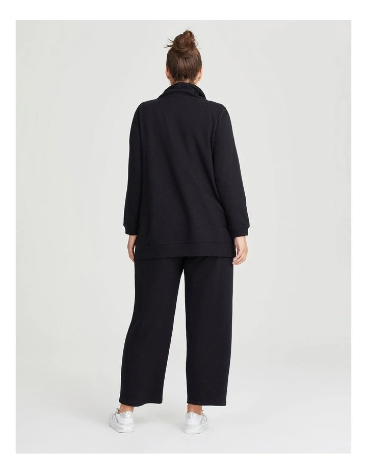Taking Shape Funnel Neck Active Tunic in Black, view 2