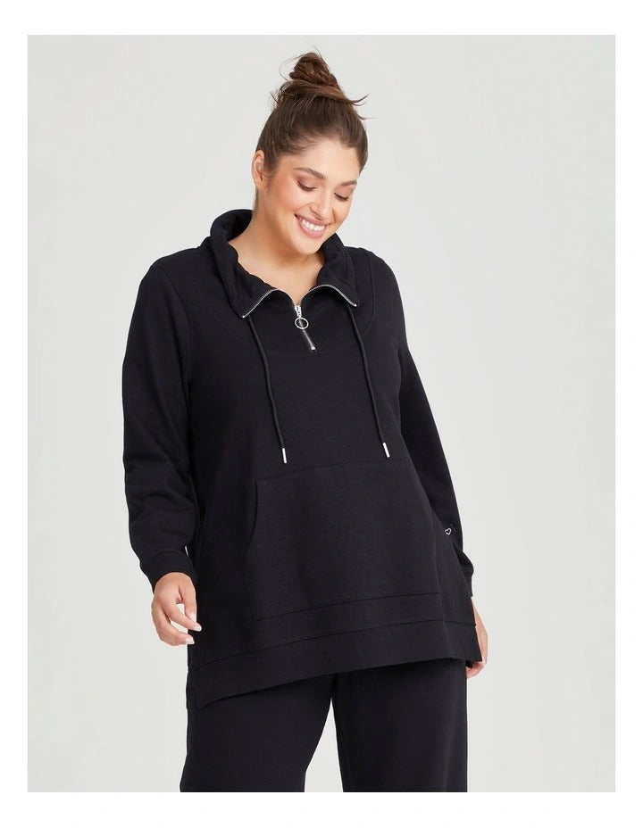 Taking Shape Funnel Neck Active Tunic in Black, view 3