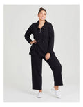 Taking Shape Funnel Neck Active Tunic in Black with long sleeves, half zip, kangaroo pocket, and ribbed details for plus size comfort.