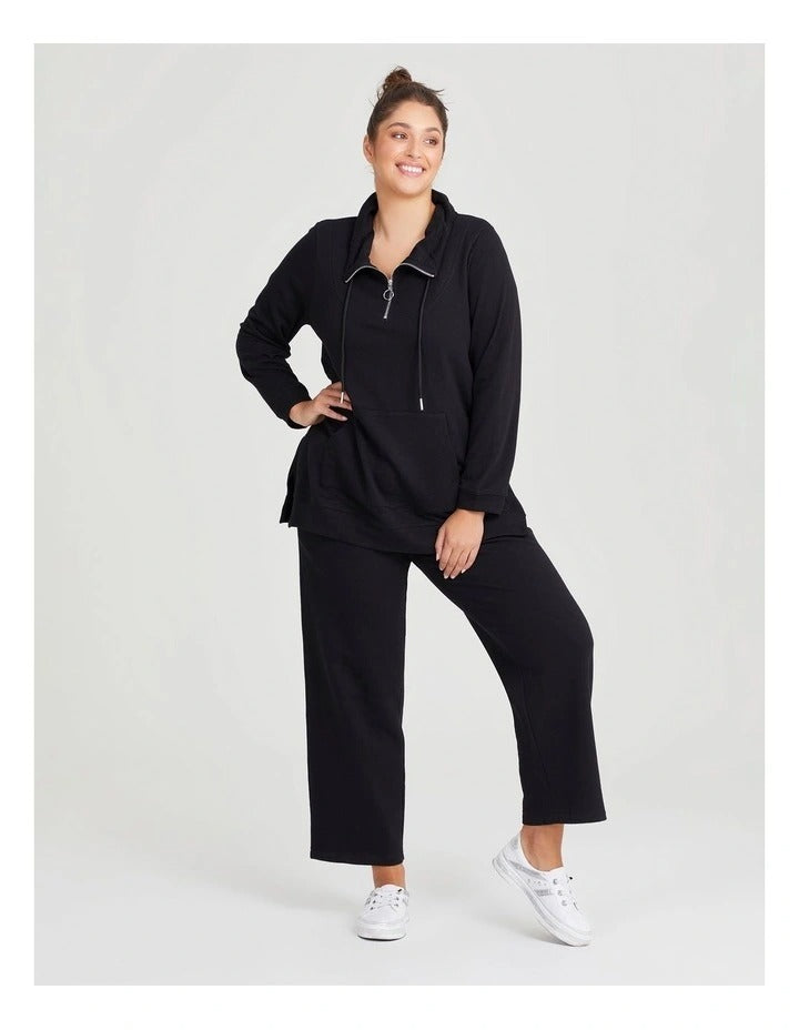 Taking Shape Funnel Neck Active Tunic in Black, view 4