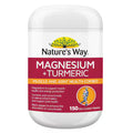 Nature’s Way Magnesium & Turmeric Tablets 150 pack — dietary supplement supporting muscle relaxation, joint comfort, and overall wellness.