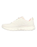 Skechers Track New Staple Shoes in Natural Pink with lightweight cushioning and sporty design