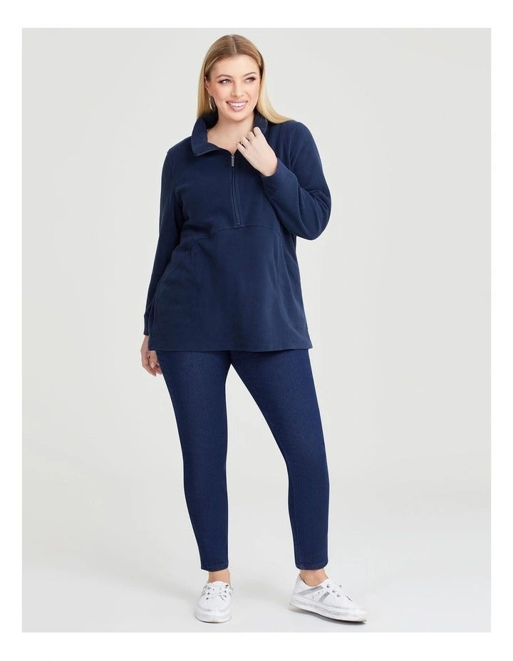 Women’s plus size navy polar fleece 1/2 zip top