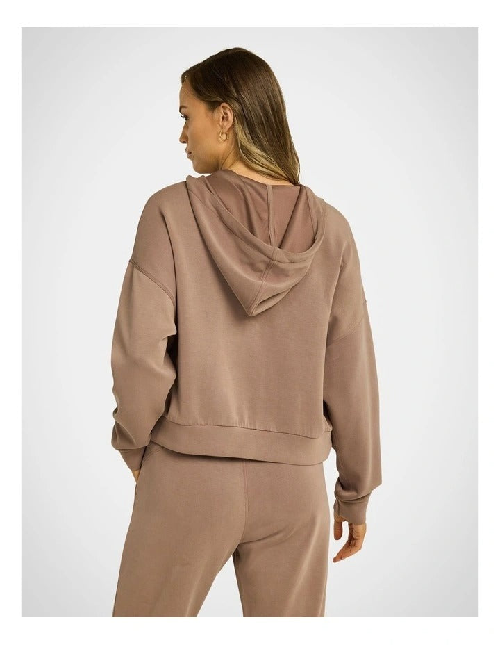 Rockwear Travel Half Zip Hoodie in Coffee – Front View