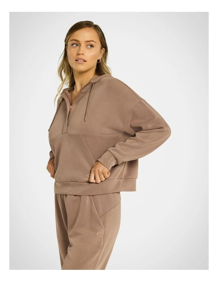 Rockwear Travel Half Zip Hoodie in Coffee, view 3
