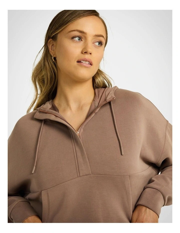Rockwear Travel Half Zip Hoodie in Coffee, view 4