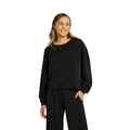 Travel Hip Length Crew Jumper in Black – Front View