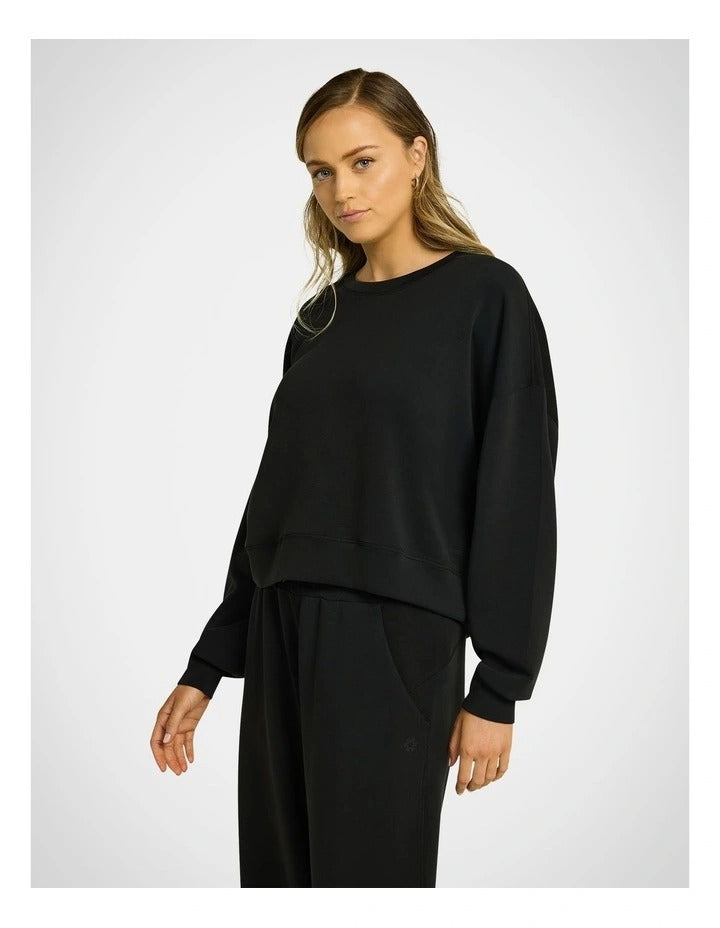 Rockwear Travel Hip Length Crew Jumper in Black, view 3