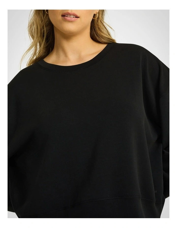 Rockwear Travel Hip Length Crew Jumper in Black, view 4